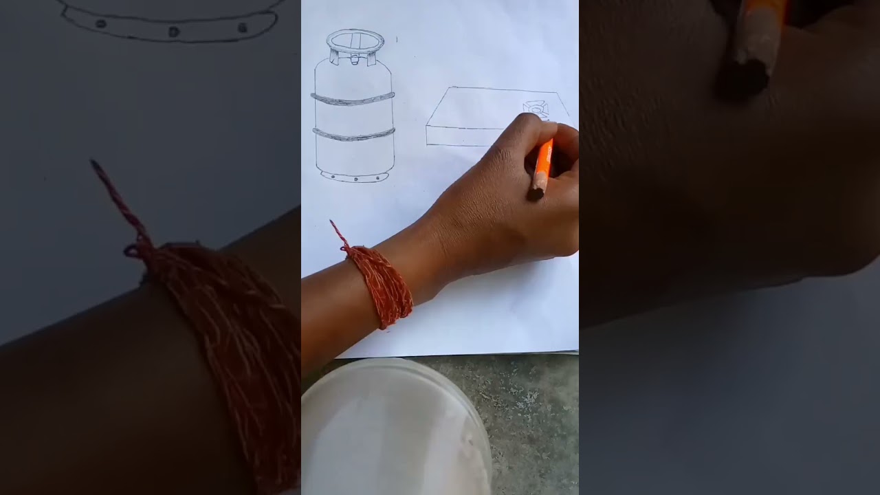 How to make Gas cylinder and Gas stove drawing 