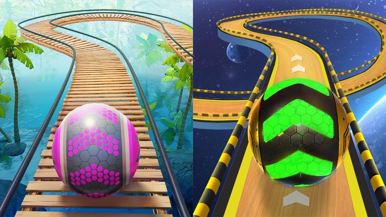 Satisfying Mobile Games Play 9999 Tiktok Games Space Rolling Balls Race VS Rollance Adventure Balls