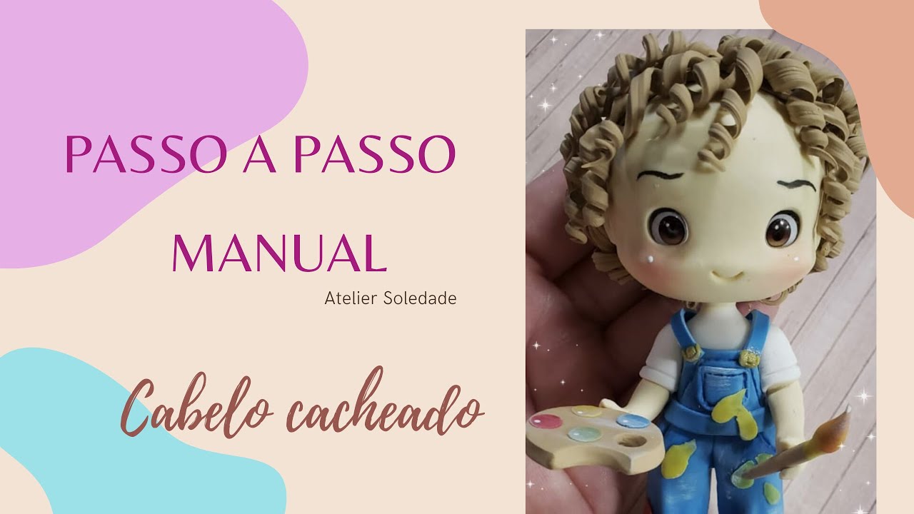 Como fazer cabelo cacheado em biscuit - Katia Soledade