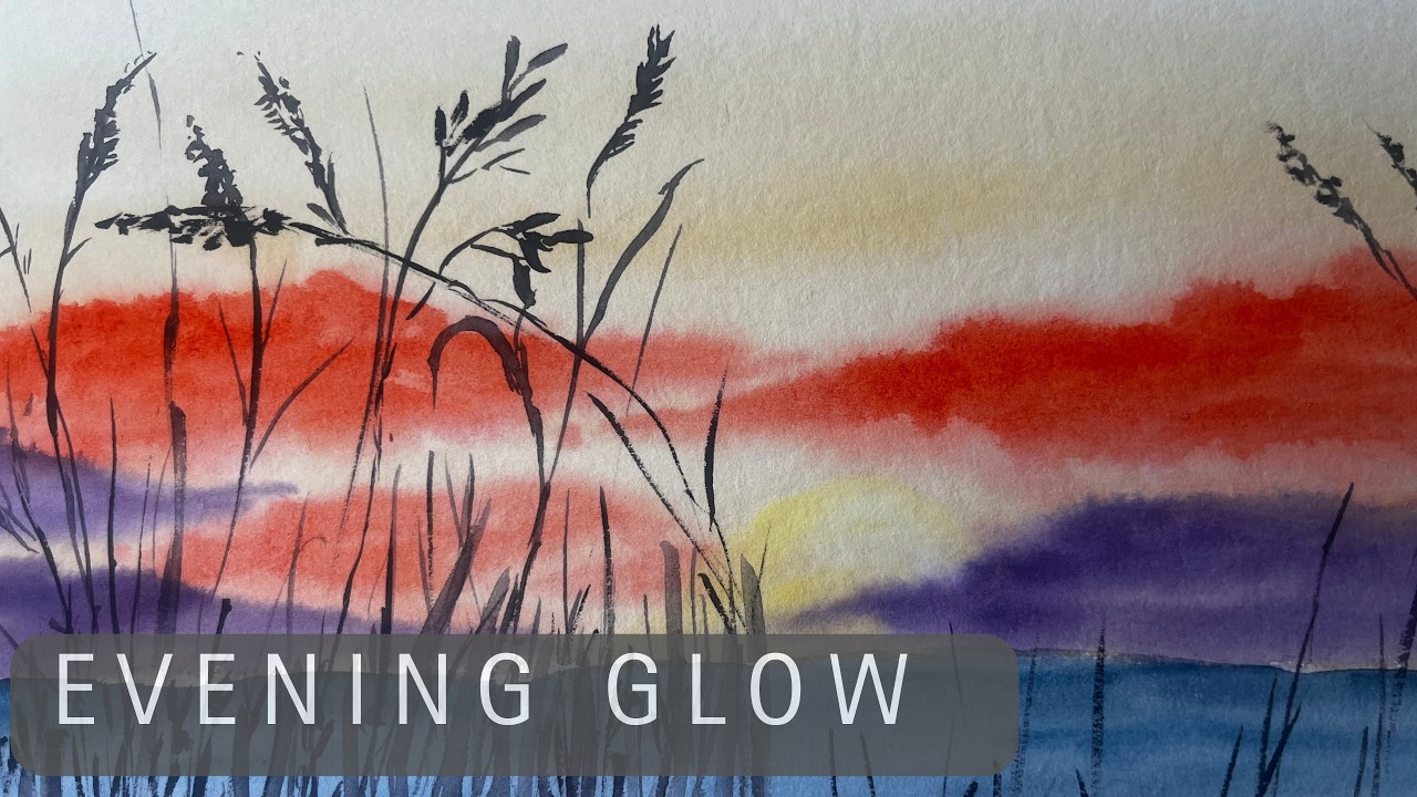 🎨 Watercolor Sunset Landscape | Relaxing Paint With Me