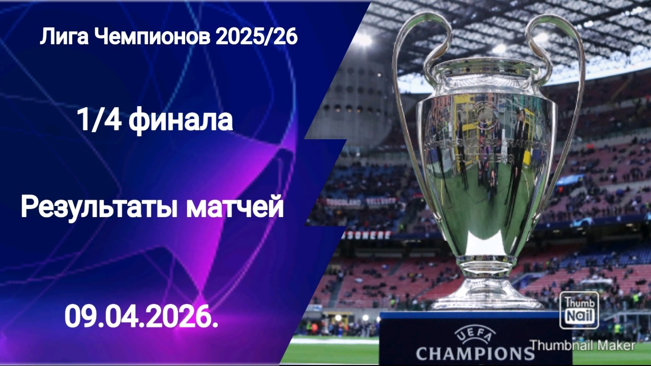 Футбол Лига Чемпионов 2025/26! Результаты матчей 1/4 финала!