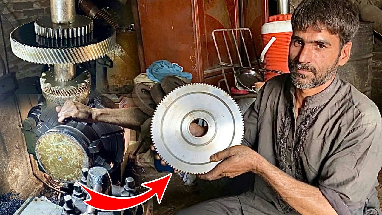 This true machinist creates helical gear out of strongly durable sheets