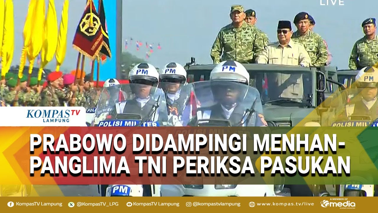 Presiden Prabowo Tinjau Kesiapan Pasukan Didampingi Menhan dan Panglima TNI
