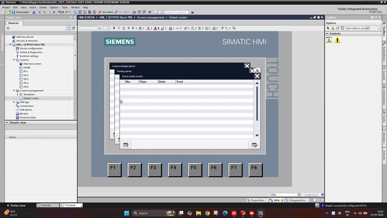 SIEMENS SIMATIC KTP700 HMI SCREEN OR PAGE SETUP EASY AND FAST.