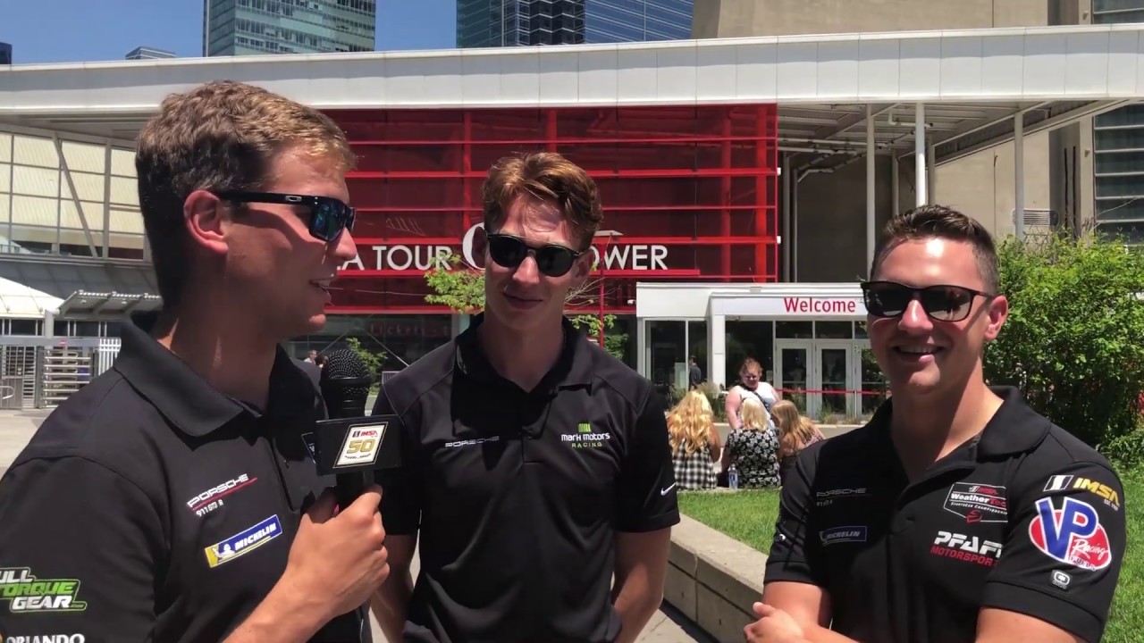 IMSA Drivers Go Over The Edge At Edge Walk at CN Tower in Toronto