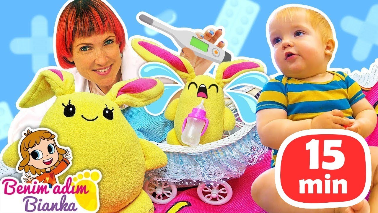 Çocuklar için doktor oyunu! Oyuncak bebek Lucky ile eğlenceli kız videoları