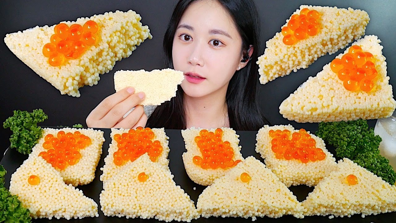 ASMR MUKBANG | Икра Уродливой Рыбы И Икра Лосося💛 Сочетание Икры Рыбы | eating