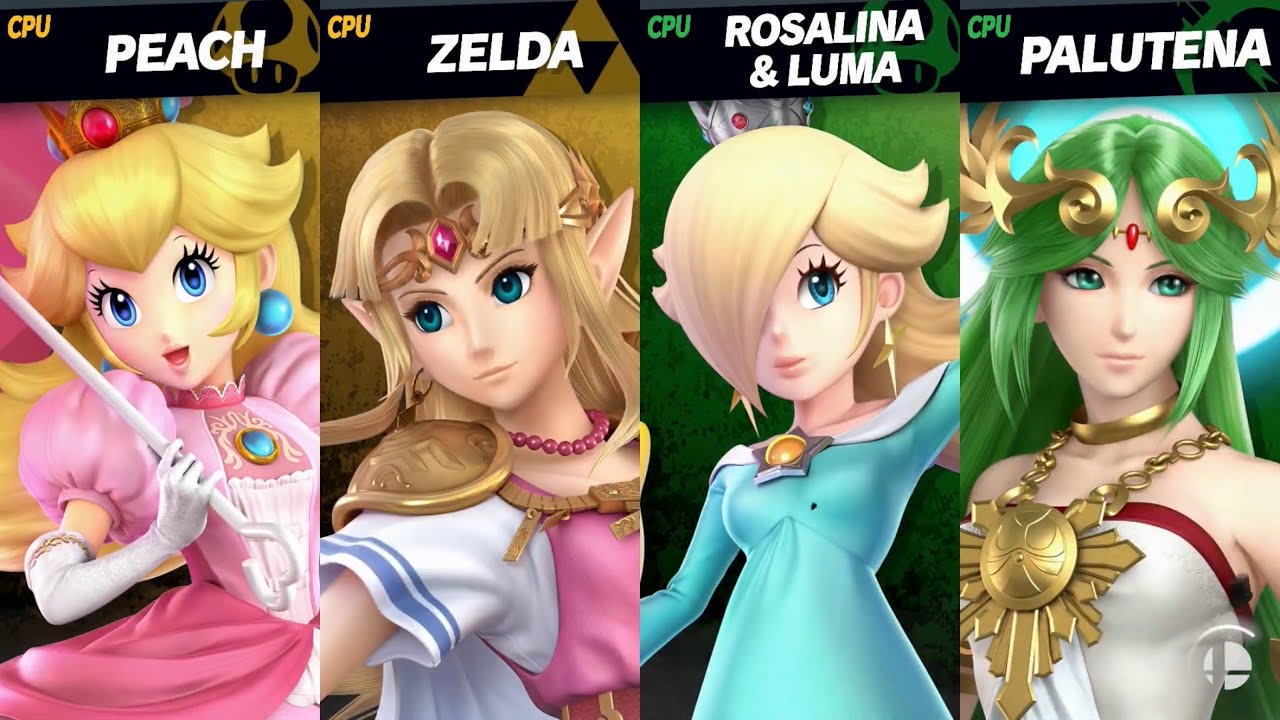 Super Smash Bros. Ultimate - Peach & Zelda vs Rosalina & Palutena