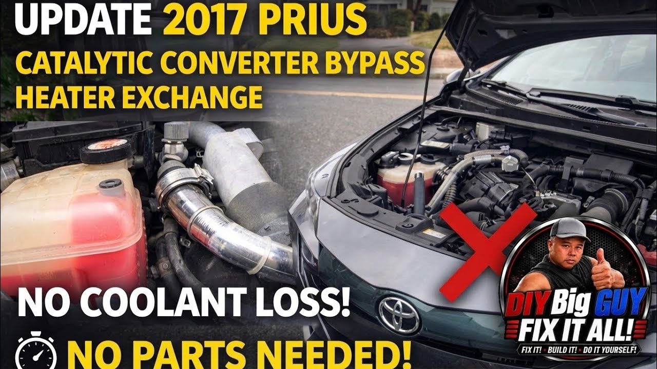 Update 2017 Prius catalytic converter bypass heater exchange no coolant loss! No more white smoke!