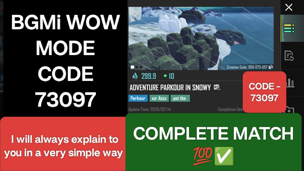 73097 / BGMi Wow Parkour map code 73097 wow / Adventure Parkour IN Snowy / COMPLETE✅#BGMI #Pubg 