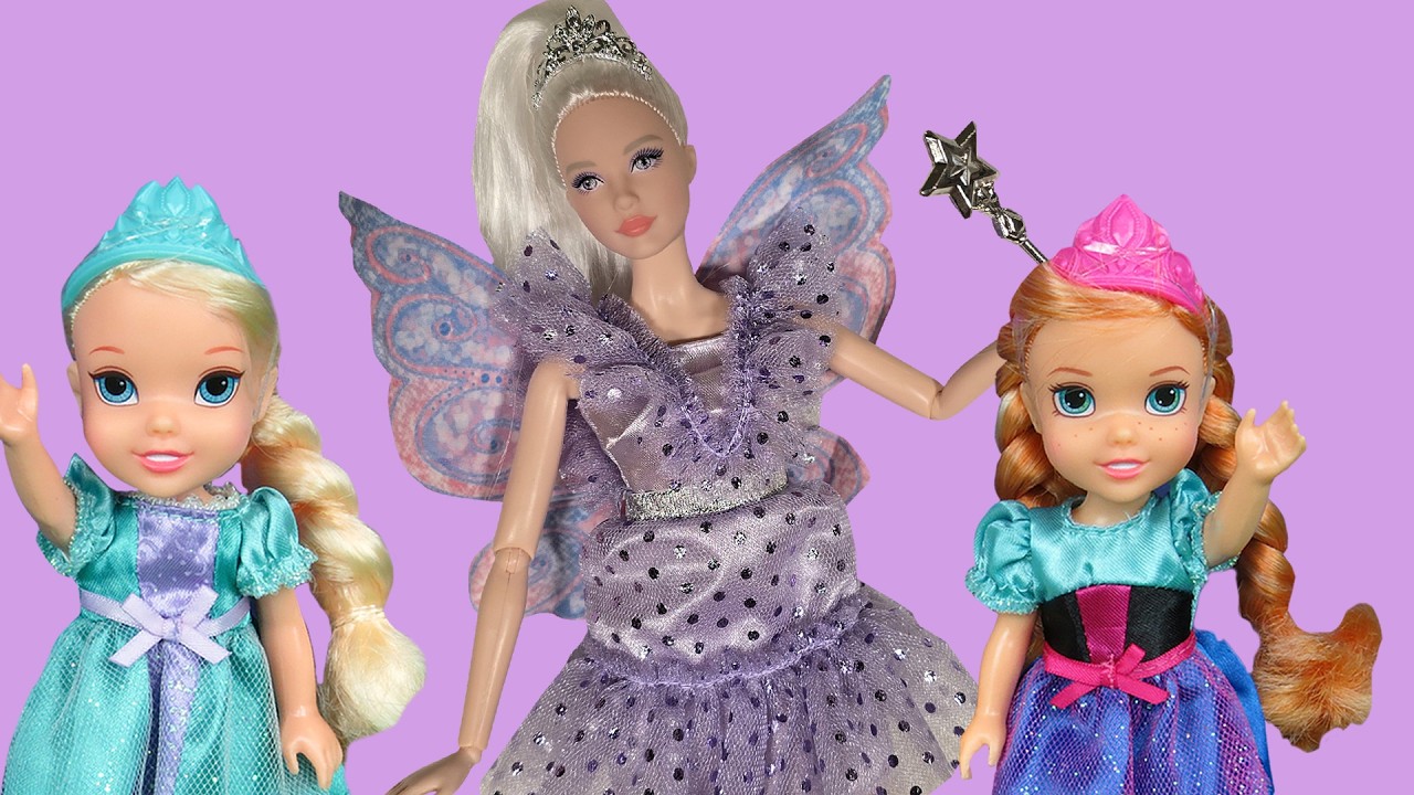 Upset fairy ! Elsa & Anna toddlers go treasure hunting - Barbie dolls
