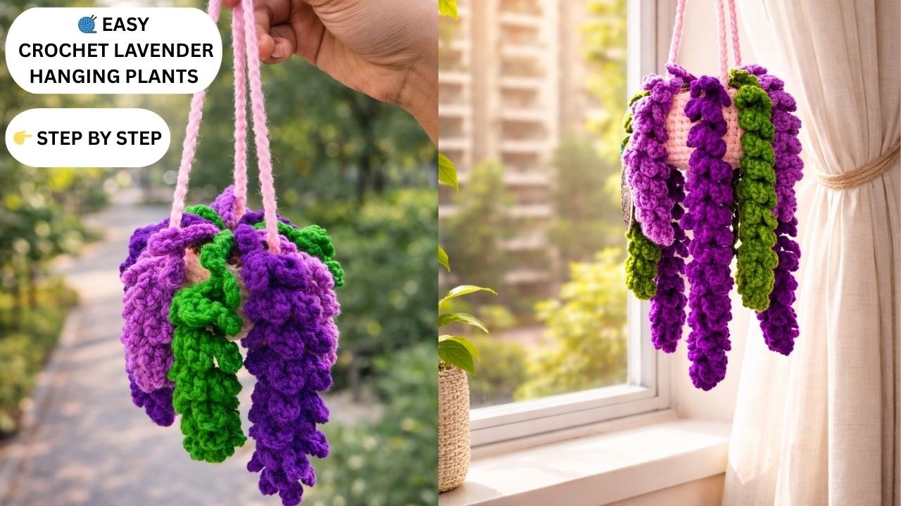Crochet Lavender Hanging Plants Step by Step 🧶 | Easy Balcony & Home Decor | Gifting & Selling Idea
