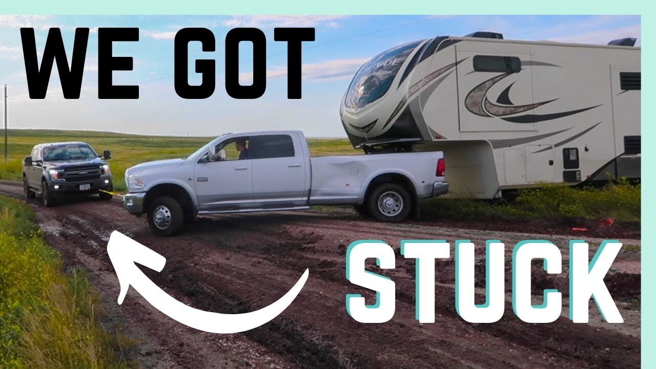WE GOT STUCK! 😬(TRYING TO BOONDOCK IN SOUTH DAKOTA BADLANDS) || RV LIVING