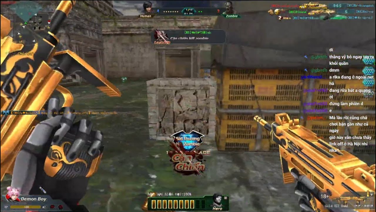 [Rika Truy Kích] - Dual Uzi Gold cùng set đồ Dual Gold troll Zombie