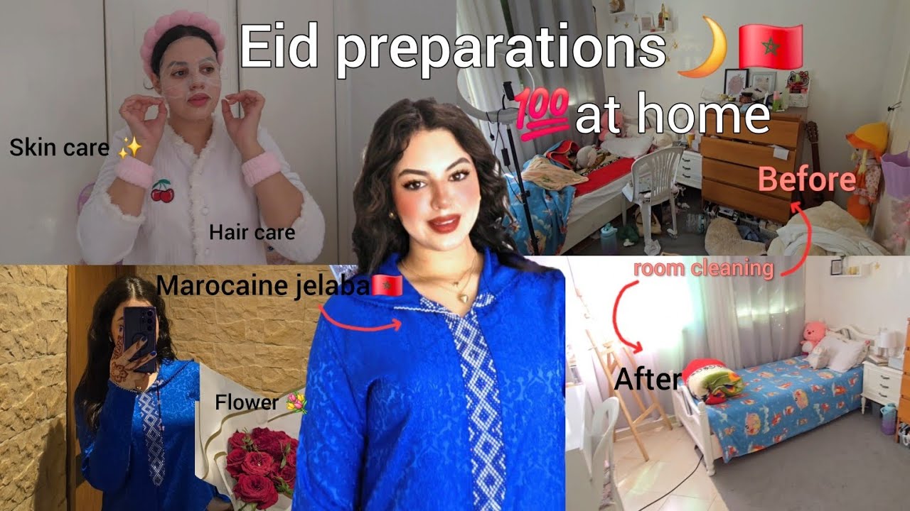 EID GLOW UP ✨️🎀| تحضيرات العيد:نظفت غرفتي، اعتنيت بشعري ،بوجهي،اظافري+ يوم العيد صاحبتي جابتلي ورد💐