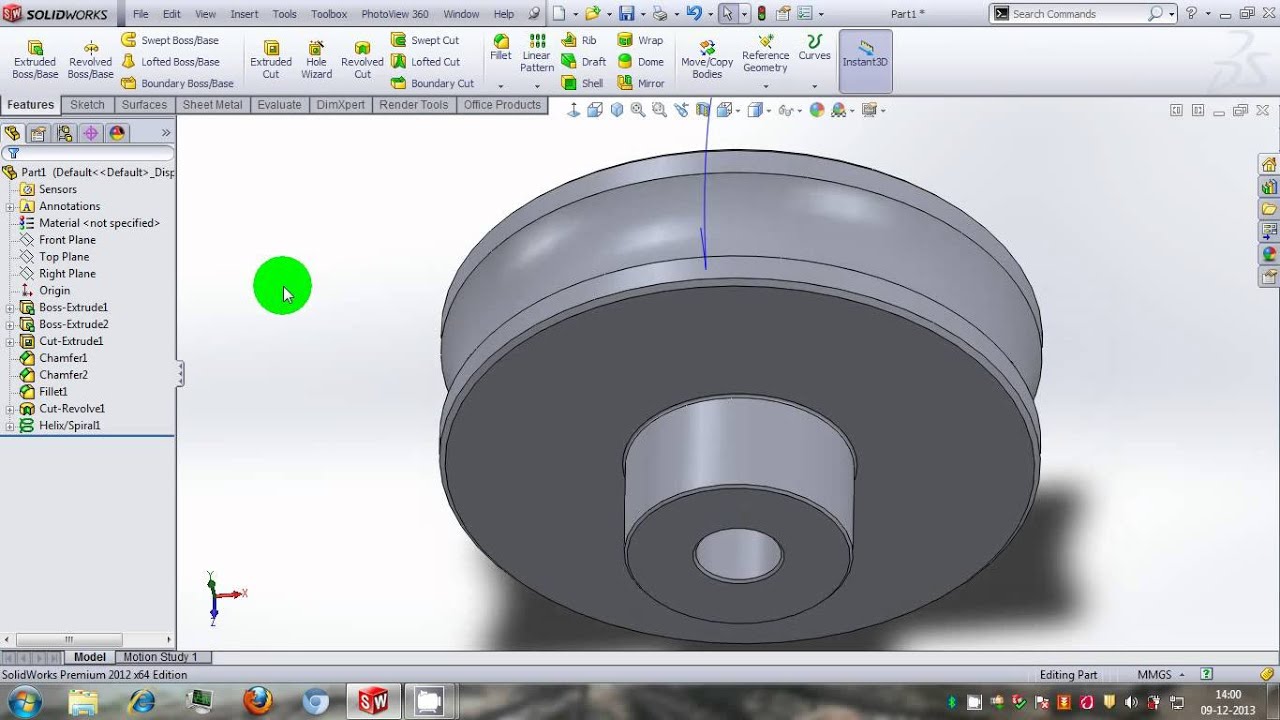 SolidWorks tutorial of Worm Wheel