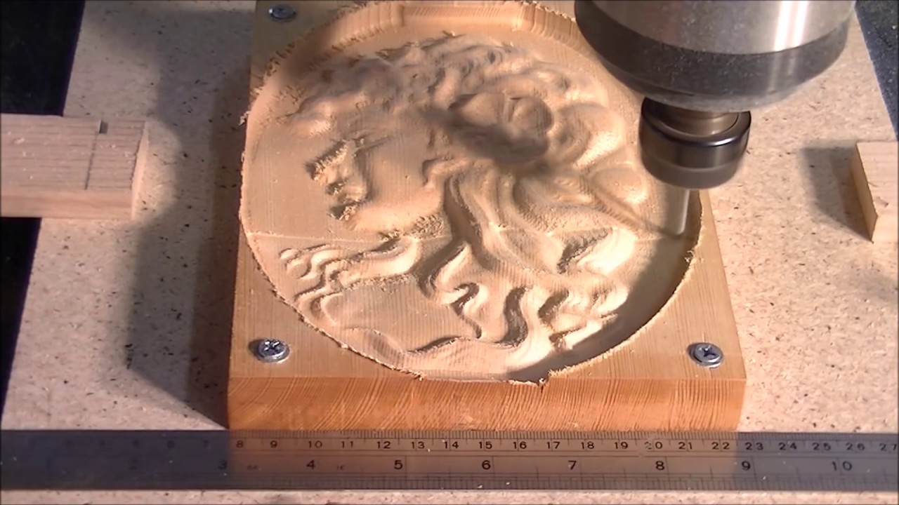 My Chinese 6090 CNC router machining a 3D relief from a grayscale