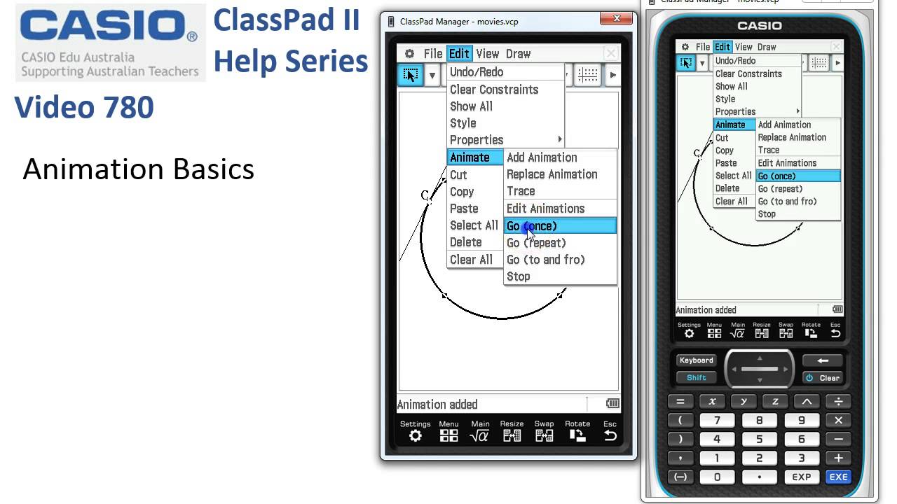 ClassPad Help 780 - Animation Basics