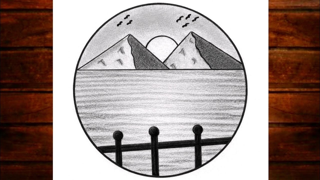 Easy circle scenery drawing /Easy drawing ideas for beginners/ How to draw pencil sketch drawing