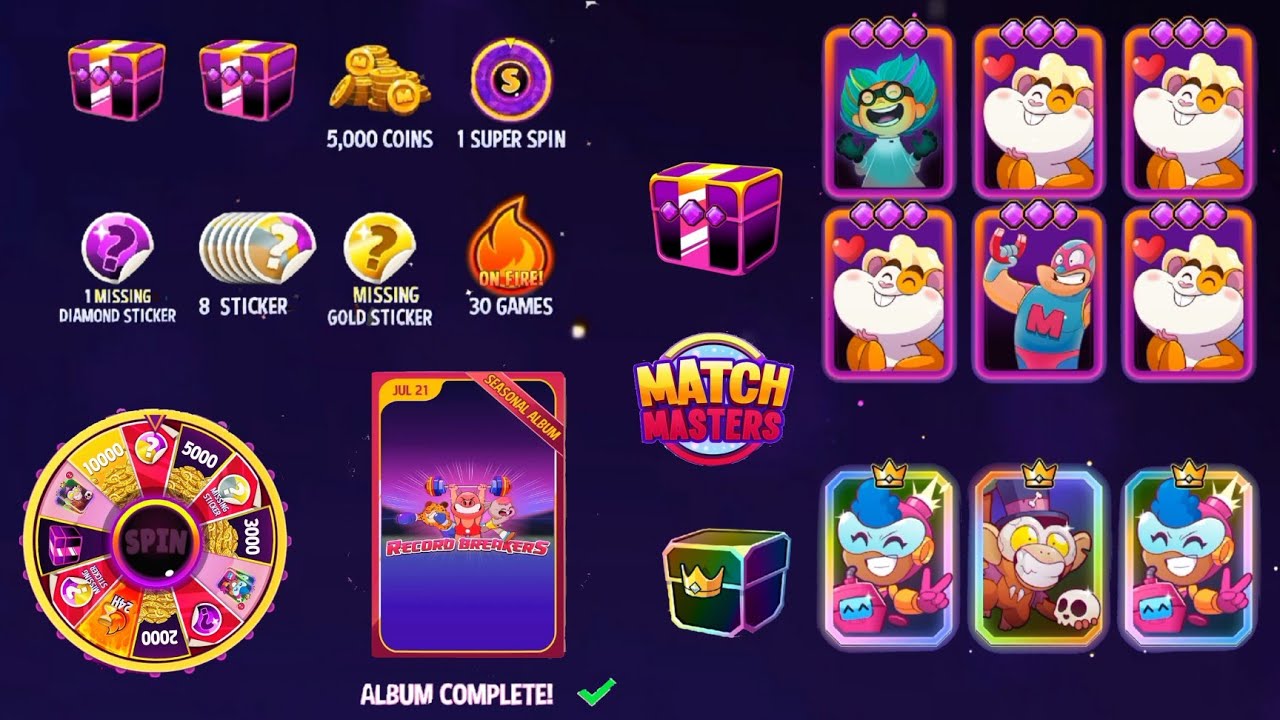 Match Masters season rewards | Season rewards | Diamond sticker | super Spin