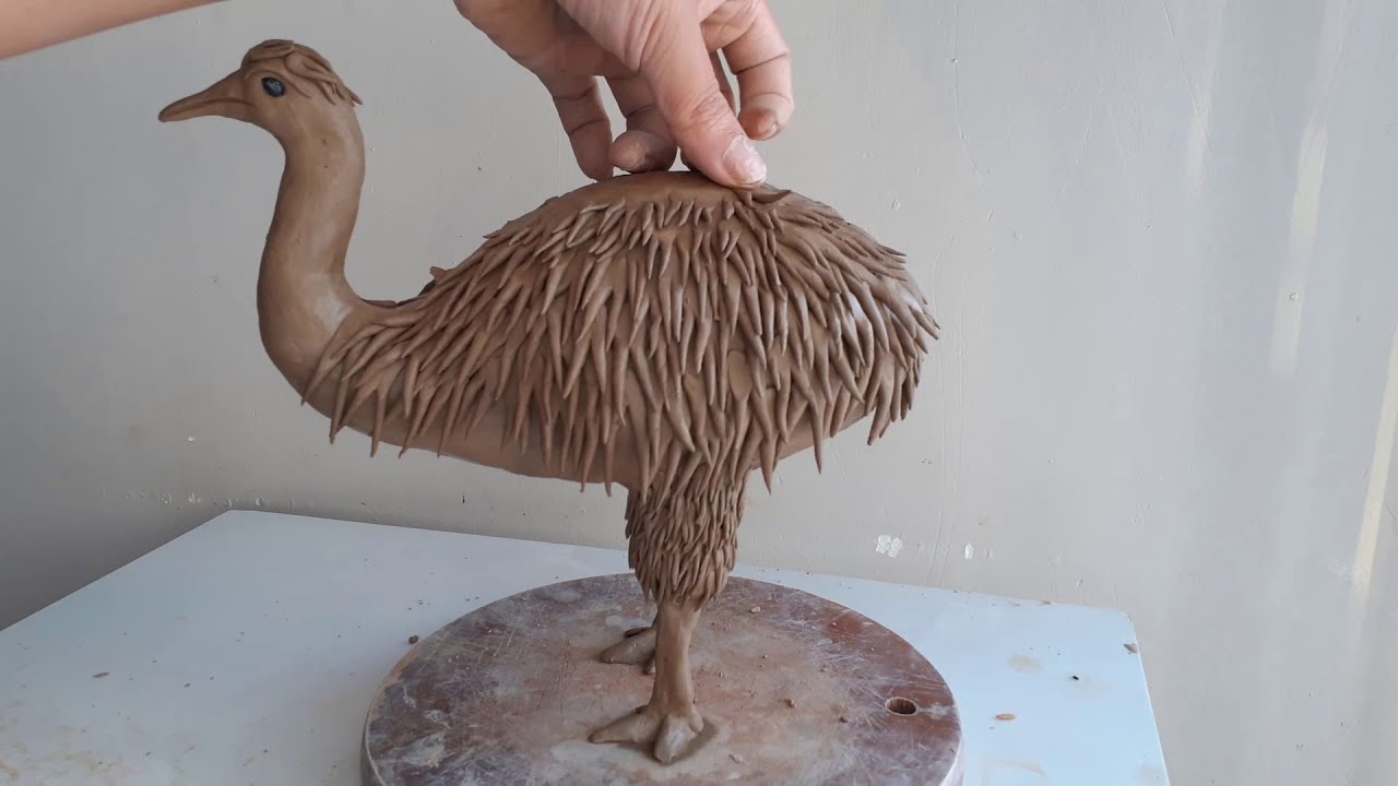 Sculpting Time Lapse, Super Easy to Make An Amazing Emu With Realistic Fur