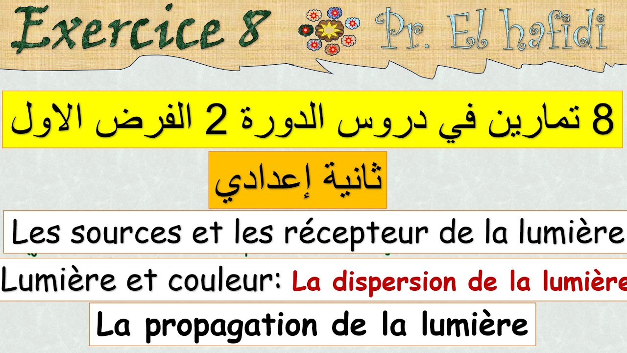 Exercices : Les sources et les récépteur - lumière et couleur - propagation de la lumière