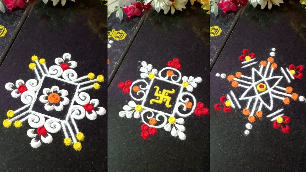 2x2 झटपट होणाऱ्या सोप्या रांगोळी#rangoli with dots#simplerangoli#easyrangoli #muggulu#kolam