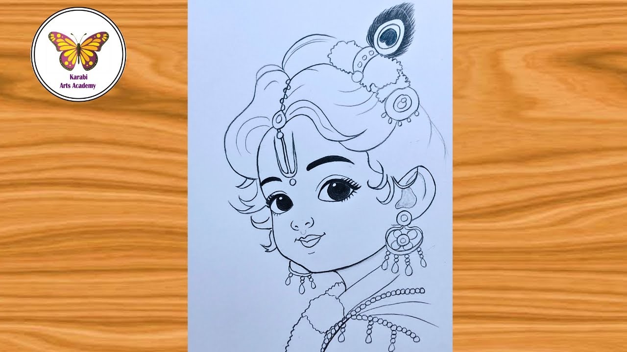 Krishna bhagwan drawing| easy krishna drawing| chitra