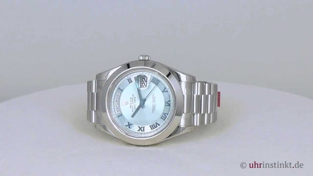Rolex Day-Date II - ref 218206 - ice blue roman conc dial