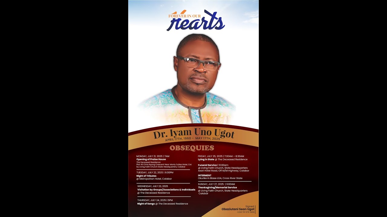 Funeral Service In Honor Of Dr. Iyam Uno Ugot