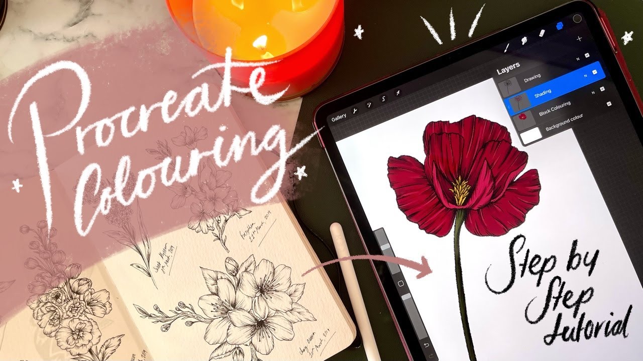 How I Colour Flowers Using Procreate | Step By Step Tutorial
