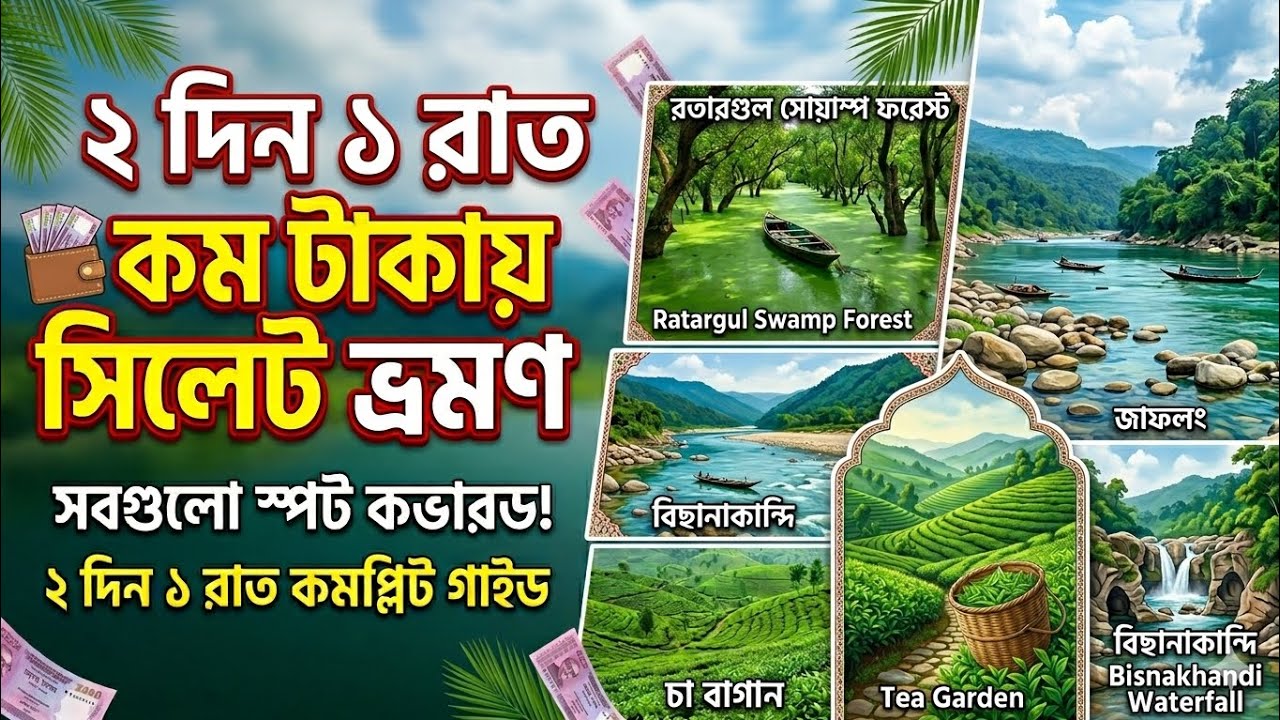 সেরা সিলেট ভ্রমণ ২০২৬ 🤗 কম খরচে 🤯 ২ দিন ১ রাতের রুট ম্যাপ ও খরচ | Sylhet Tour 2026 | BDIN.72 ⛰️