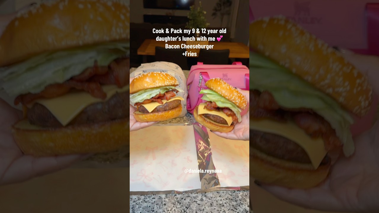 Cook & Pack my 9 & 12 year old daughter&rsquo;s lunch with me💕 Cheeseburger + Fries