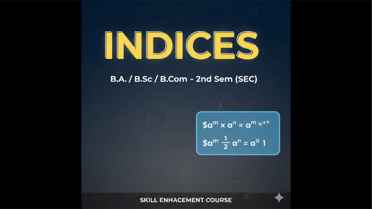 Indices | B.A / B.Sc / B.Com 2nd Sem | SEC Math | Complete Concept & Rules