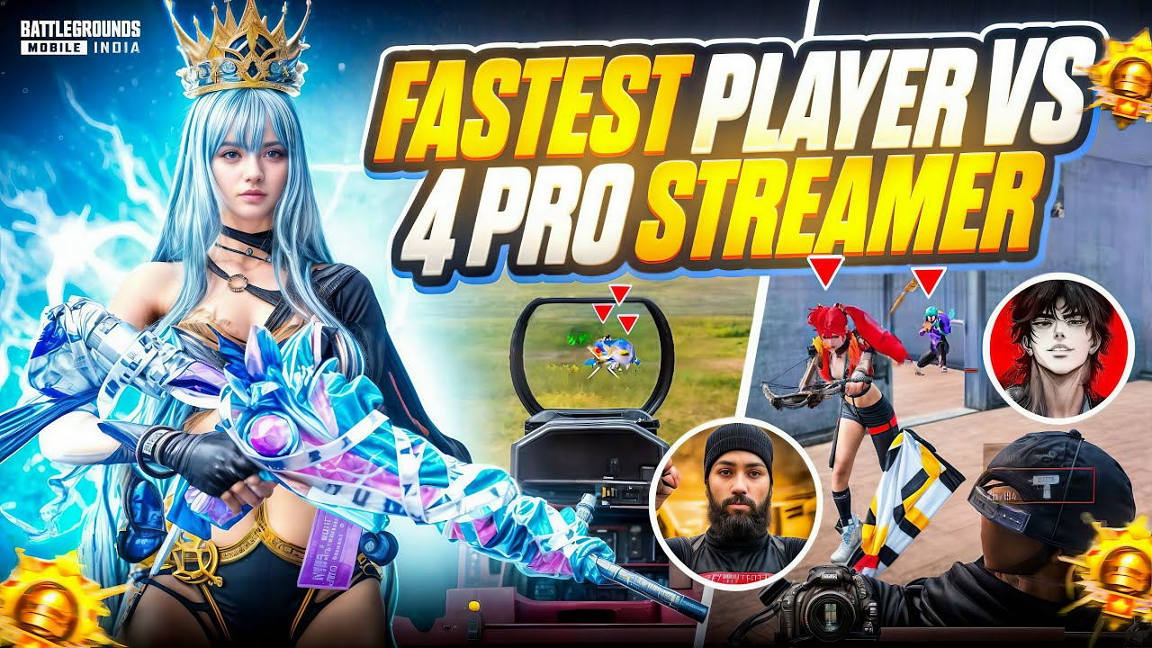 Fastest Player Vs 4 Pro Streamer🔥 Intense 1v4 Solo vs Squad 4.2 Update Bgmi Gameplay| 