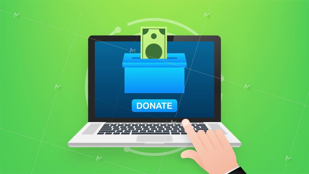 Charity, donation concept. Donate money with box Business, finance. Motion graphics.
