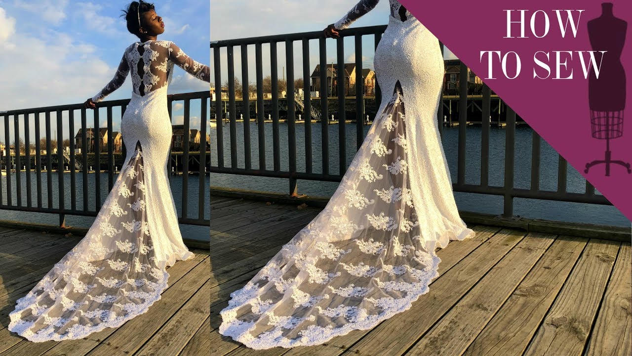 How To Sew Lace Applique On A Fishtail Bridal Gown