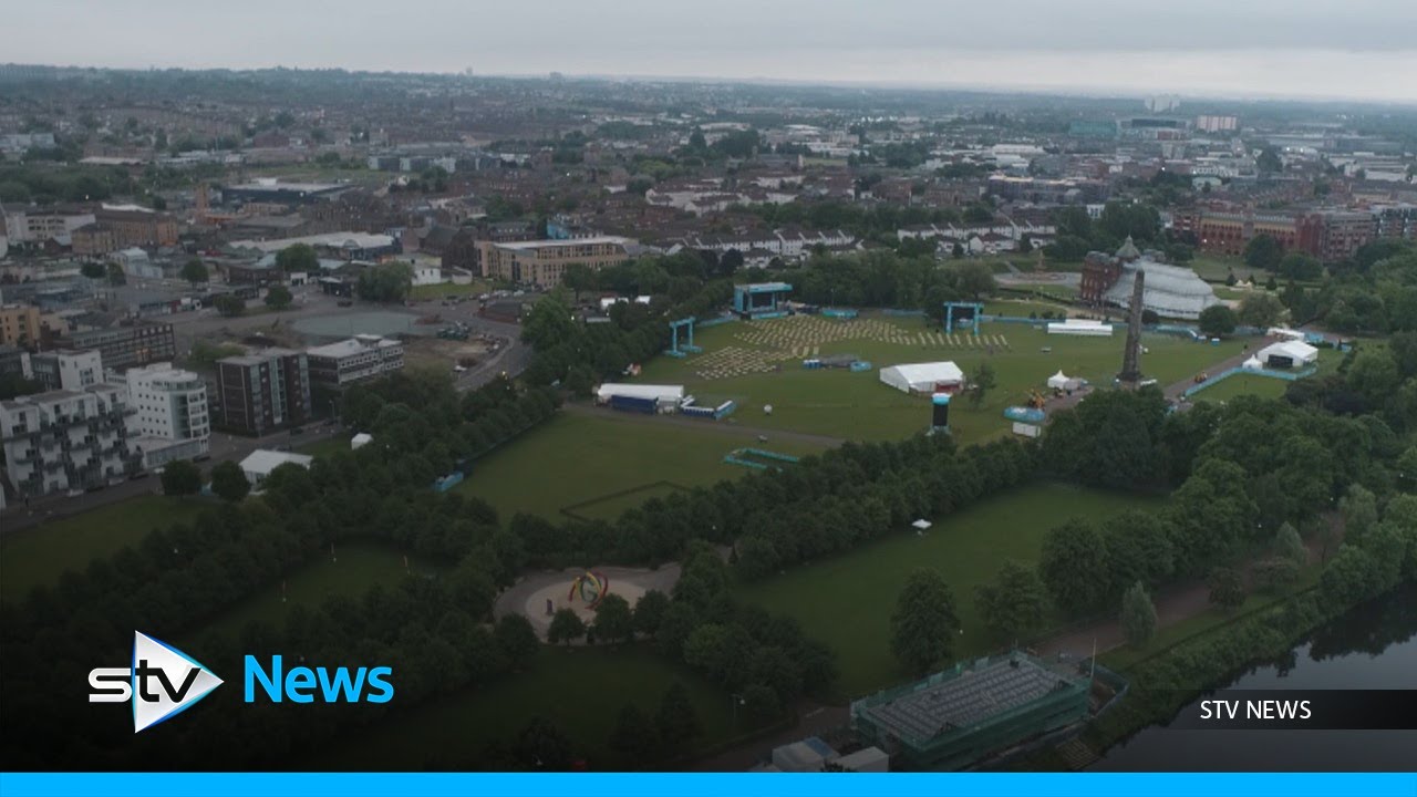 Drone footage of Euro 2020 fan zone at Glasgow Green
