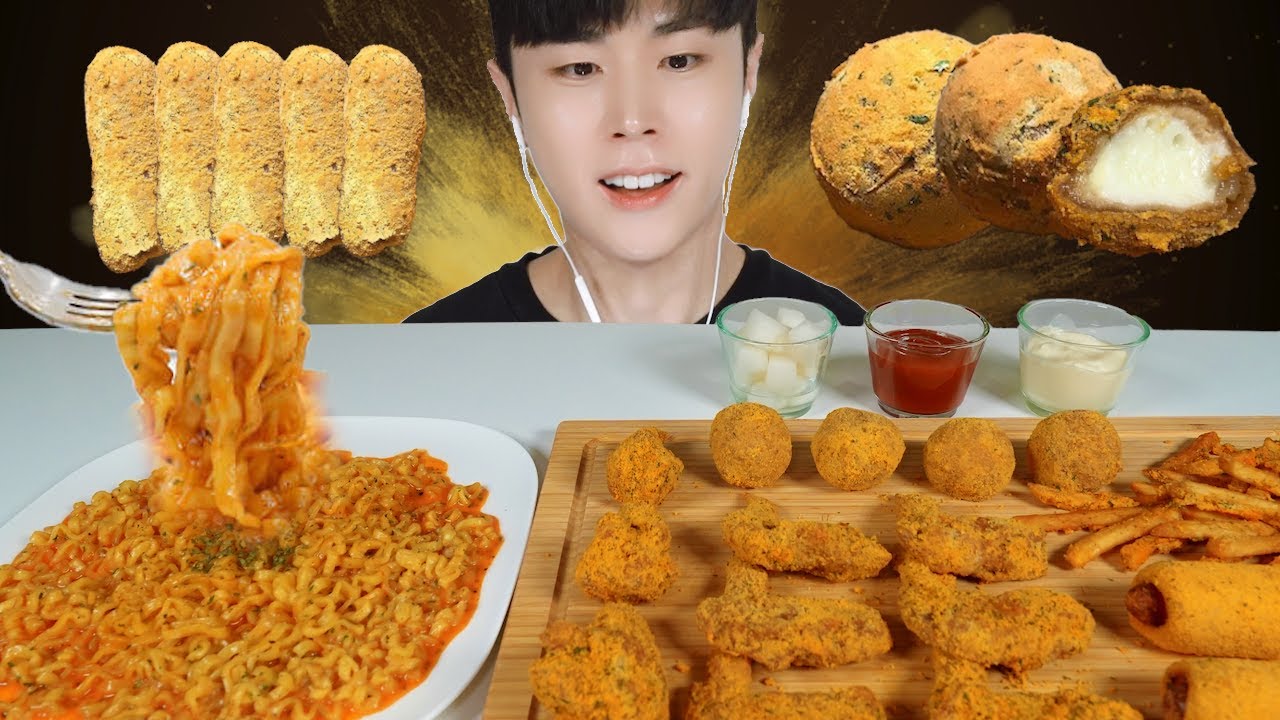 MUKBANG🧲 Korean Popular BBURINKLE CHICKEN with BEST SIDE DISHES (feat. CREAM CARBO BULDAK)