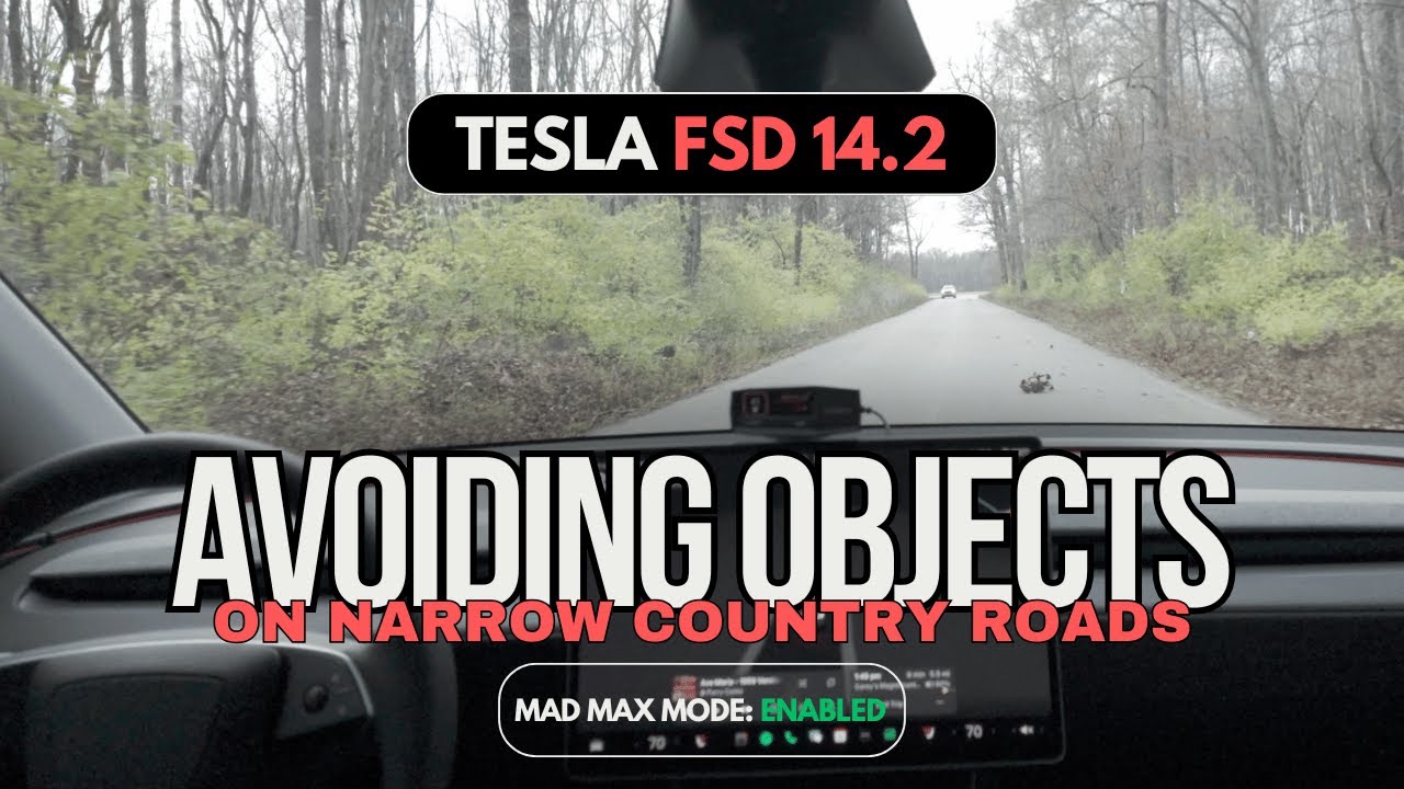 Tesla FSD 14.2 | Mad Max Avoiding Objects on Narrow Country Roads & Oncoming Traffic