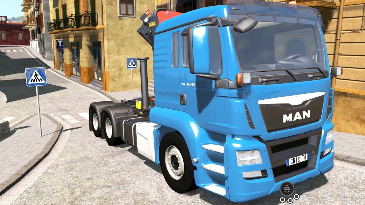 BeamNG Drive - MAN TGS 6x4 Semi Truck with Crane in Italy