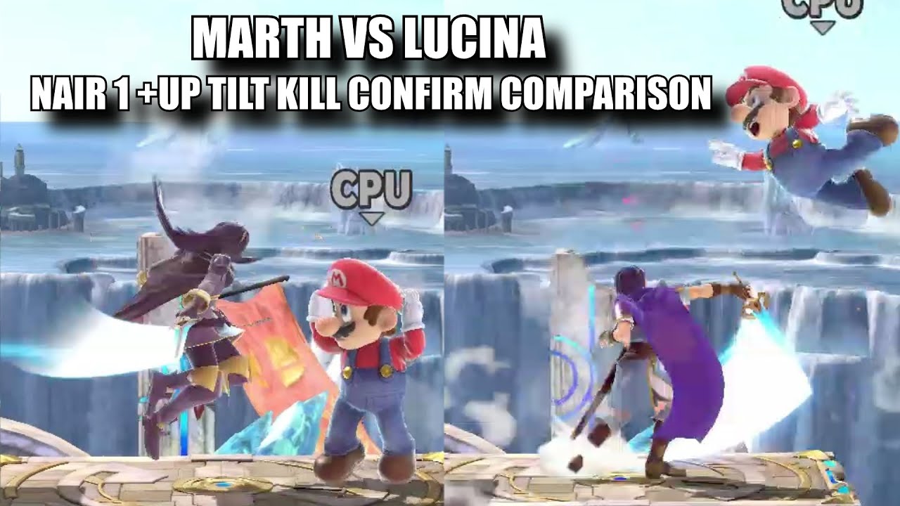 12.0.0 NAIR 1 TIPPER UPTILT KILL CONFIRM .  MARTH VS LUCINA KILL CONFIRM COMPARISON SMASH ULTIMATE