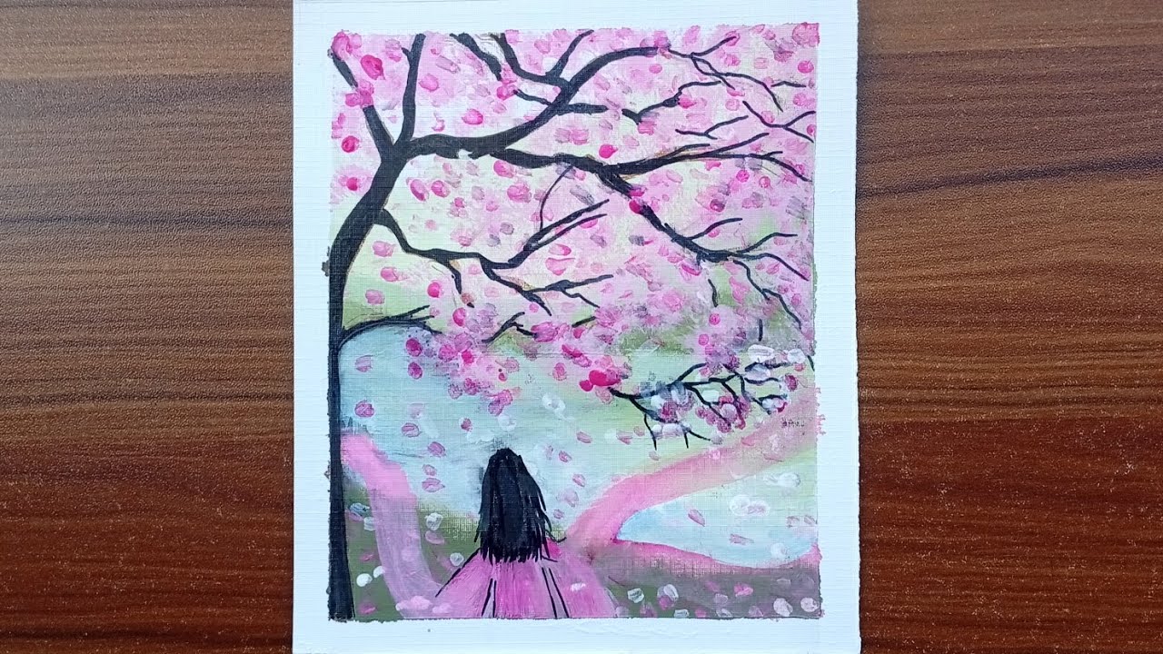 Cherry Blossom Girl Painting Tutorial | Step by Step