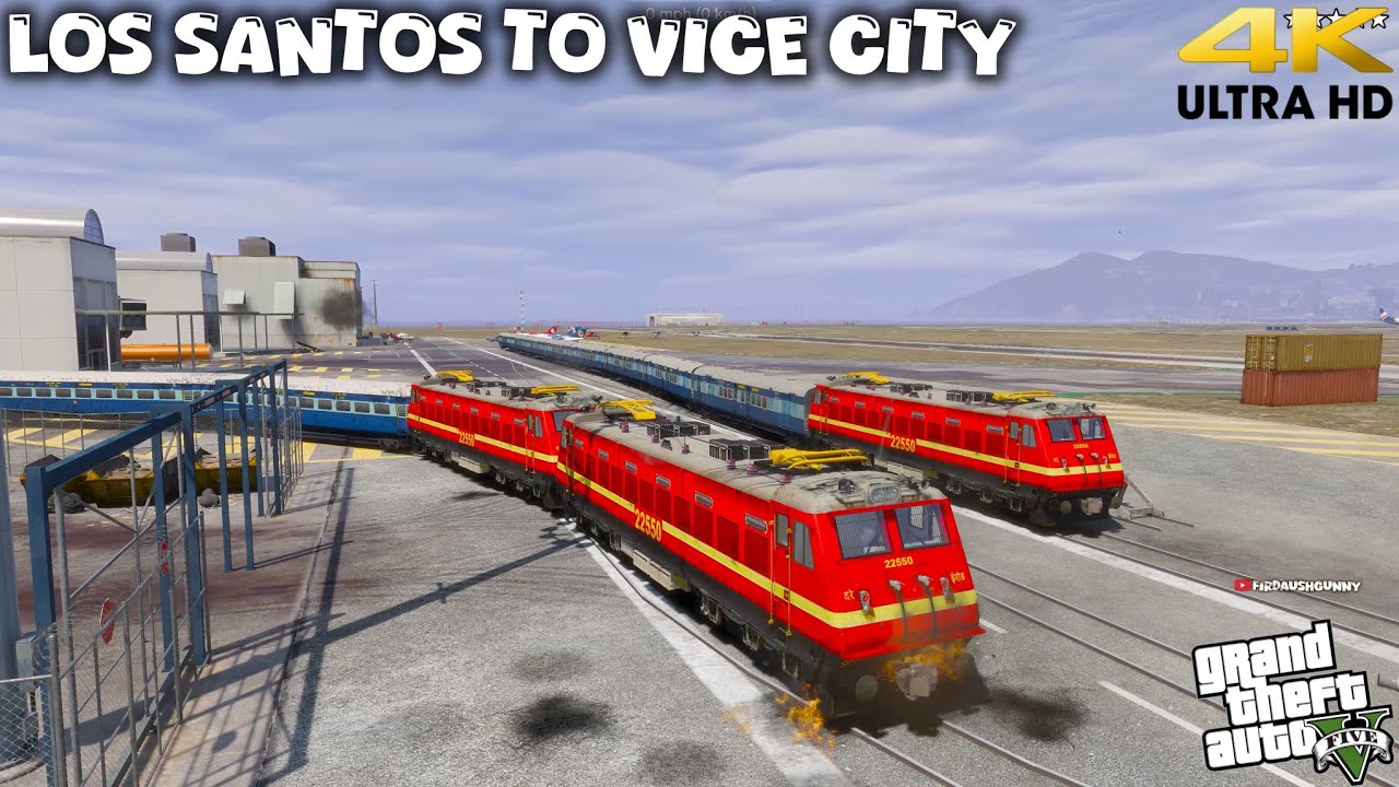 GTA 5 Los Santos Airport to Vice City by Train | WAP-3 Indian Passenger Train Mod