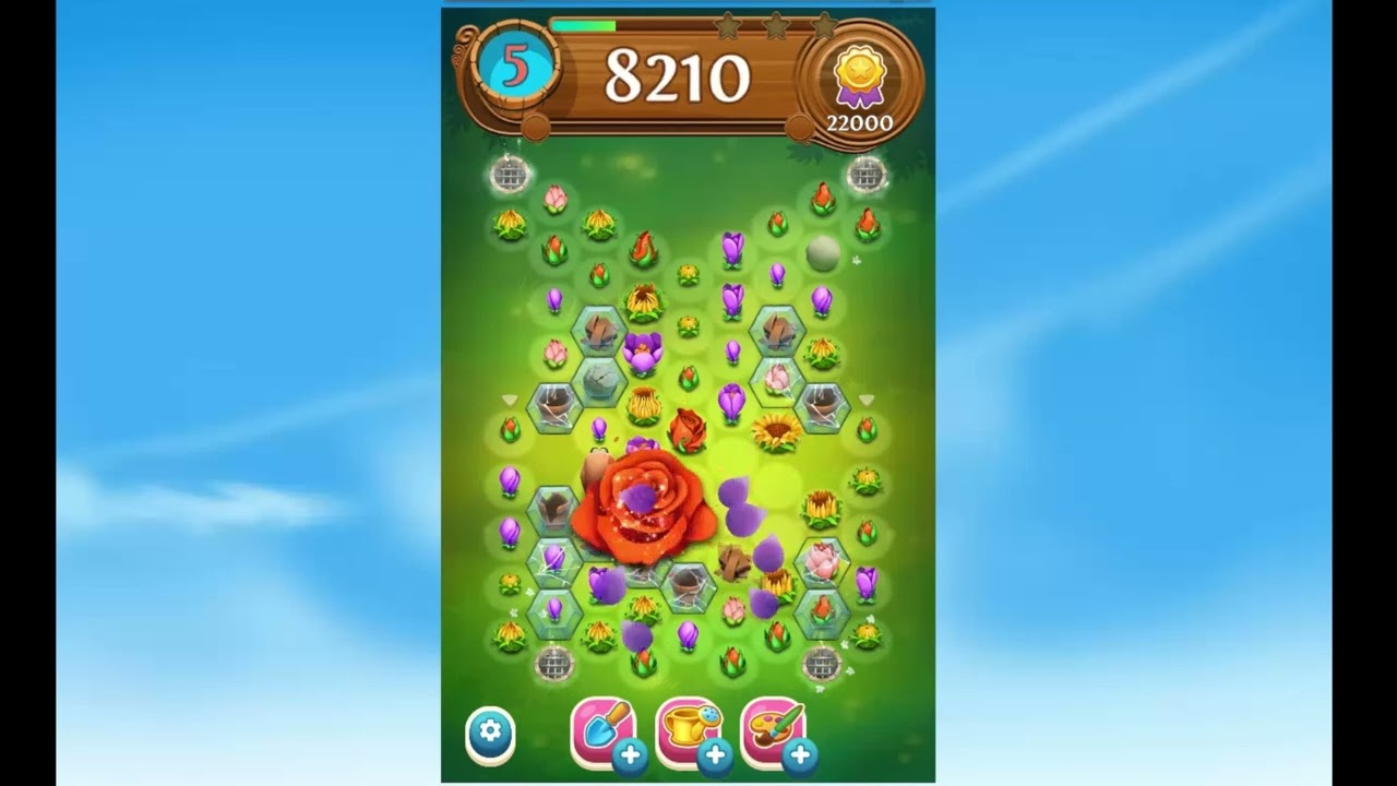 Уровень 1942 игры Blossom Blast Saga, без бустеров.