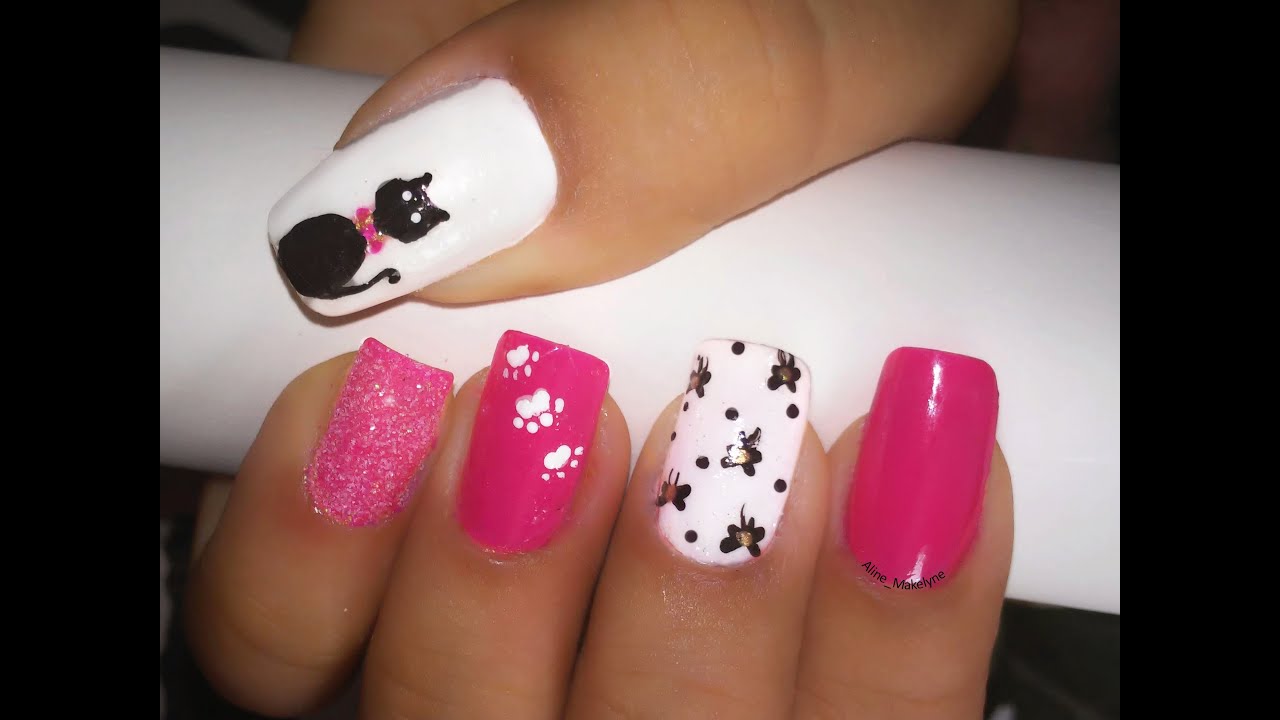 unhas de gatinho aprenda a fazer ADESIVOS artesanal com palito cat nail art