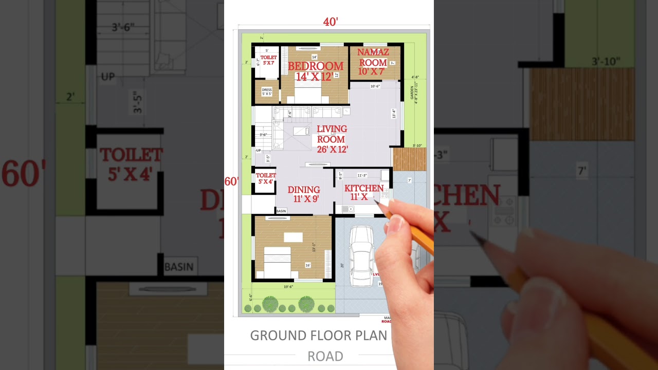 Spacious Living on a 40x60 Plot | 2400 Sq.ft 2BHK PlanDesigned #shorts #2400sqft #houseplan #2bhk