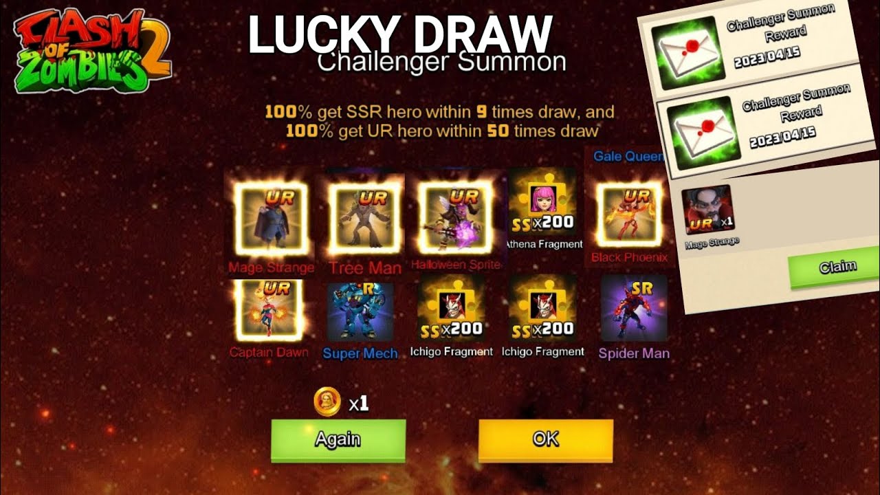 Challenger summon lucky draw got mage strange 5x||Clash of Legends/Clash of Zombies2