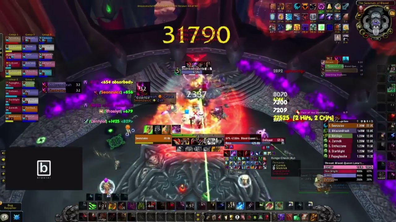 Feral Druid DPS Blood Queen Lana'Thel (20.3k DPS) Wrath of the Lich King Classic PTR