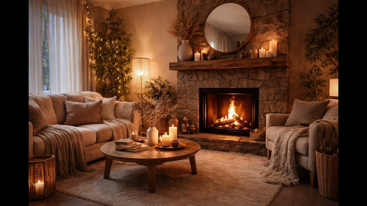 Fireplace for Deep Sleep | Cozy Rain Ambience